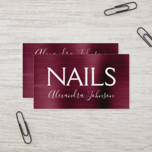 Burgundy Paars Borhed Metal Nail Salon Visitekaartje