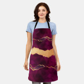 Burgundy paars goudmagermarmer roos goud schort (Gedragen)