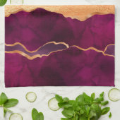 Burgundy paars goudmagermarmer roos goud theedoek (Gevouwen)