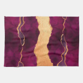 Burgundy paars goudmagermarmer roos goud theedoek (Horizontaal)