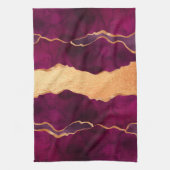 Burgundy paars goudmagermarmer roos goud theedoek (Verticaal)