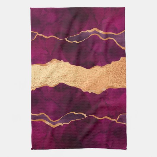 Burgundy paars goudmagermarmer roos goud theedoek (Verticaal)