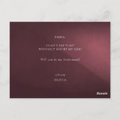 Burgundy Paars Ivory Floral Bridesmaid Briefkaart (Achterkant)