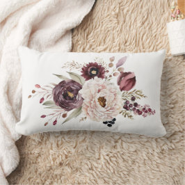 Burgundy Paars Maroon Witte Bloem Elegante Bloem Kussen