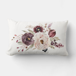 Burgundy Paars Maroon Witte Bloem Elegante Bloem Kussen