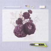 Burgundy Paars Roos Gold Floral Bouquet Tissuepapier (Craft)