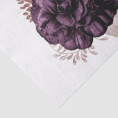 Burgundy Paars Roos Gold Floral Bouquet Tissuepapier (Detail)