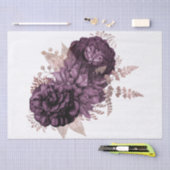 Burgundy Paars Roos Gold Floral Bouquet Tissuepapier (Craft)