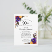 Burgundy Paars Yellow 90th Birthday Briefkaart (Staand voorkant)