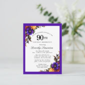 Burgundy Paars Yellow 90th Birthday Briefkaart (Staand voorkant)
