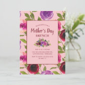 Burgundy Paarse Floral op roze Moederdag Kaart (Staand voorkant)