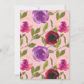 Burgundy Paarse Floral op roze Moederdag Kaart (Achterkant)