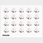 Burgundy Paarse Lente Bloem Bruidsfeest Favor Ronde Sticker (Vel)