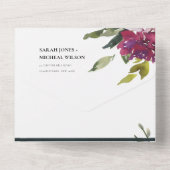 BURGUNDY PAARSE PINK LIME GREEN FLORAL WEDING ALL ALL IN ONE UITNODIGING (Achterkant)