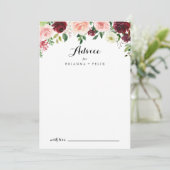 Burgundy Paarse Spring Floral Calligraphy Wedding Advieskaart (Staand voorkant)