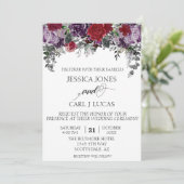 Burgundy Paarse Waterverf Floral Halloween Invit Kaart (Staand voorkant)