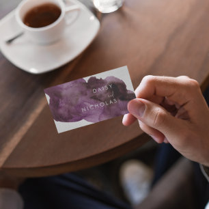 Burgundy Paarse Waterverf Modern Professional Visitekaartje