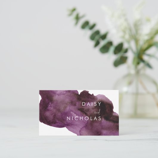 Burgundy Paarse Waterverf Modern Professional Visitekaartje (Staand voorkant)