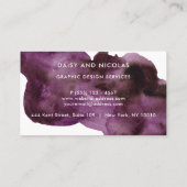 Burgundy Paarse Waterverf Modern Professional Visitekaartje (Achterkant)