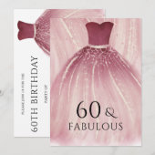 Burgundy Paarse Zeemeermin Dress 60th Birthday Par Kaart (Voorkant / Achterkant)