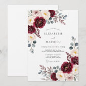 Burgundy Painterly Bloom Romance Wedding Kaart (Voorkant / Achterkant)