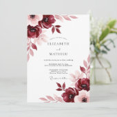 Burgundy Painterly Meadow Wedding Kaart (Staand voorkant)