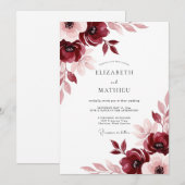 Burgundy Painterly Meadow Wedding Kaart (Voorkant / Achterkant)