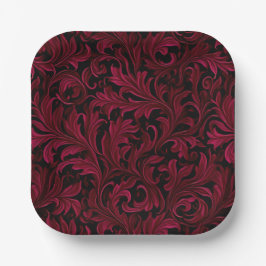 Burgundy Paisley Bruiloft Papieren Bordje