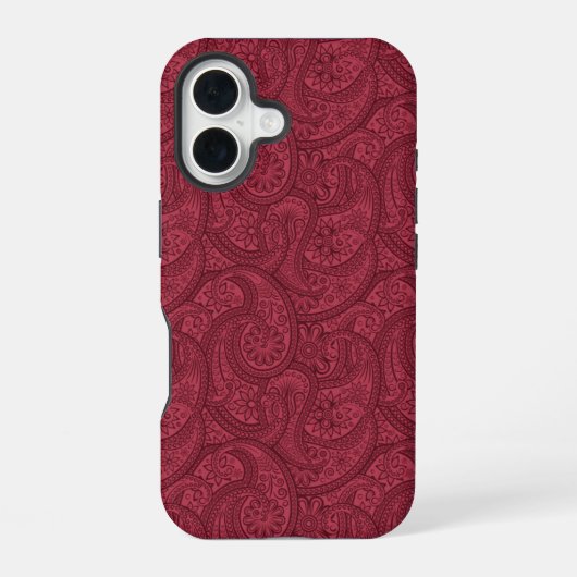 Burgundy Paisley iPhone 16 Hoesje (Achterkant)