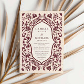 Burgundy Papel Picado Mexican Wedding Invitation Kaart
