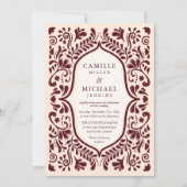 Burgundy Papel Picado Mexican Wedding Invitation Kaart (Voorkant)