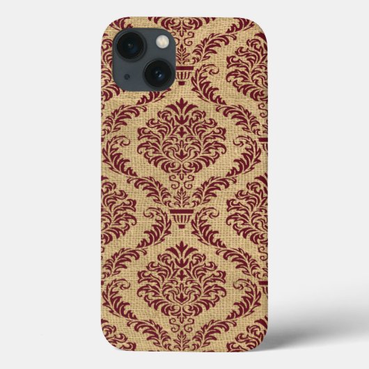Burgundy Parisian Moods Damask Case-Mate iPhone Case (Achterkant)
