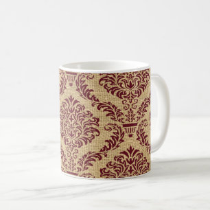 Burgundy Parisian Moods Damask Coffee Mok
