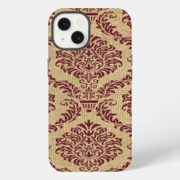 Burgundy Parisian Moods Damask iPhone 13 Hoesje