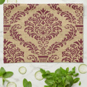 Burgundy Parisian Moods Damask Theedoek (Gevouwen)