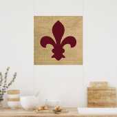 Burgundy Parisian Moods Fleur de Lys Poster (Keuken)