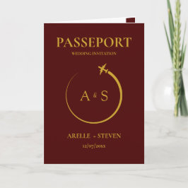 burgundy Passport Destination Faux gold Wedding