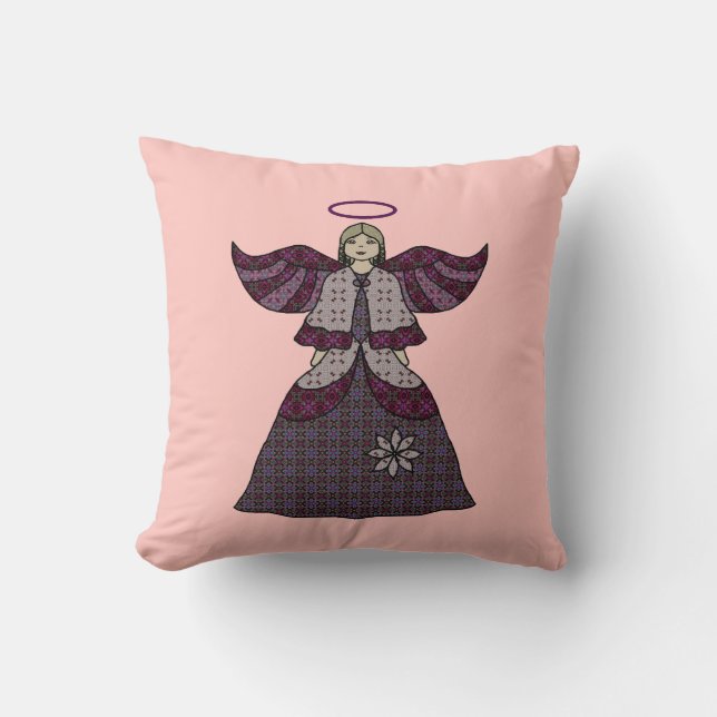 Burgundy Patchwork Angel Kussen (Voorkant)