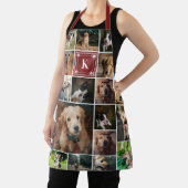 Burgundy Paw Print Monogram Foto Collage Schort (Insitu)