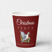 Burgundy Peace Dove Holly Christian Christmas Papieren Bekers (Voorkant)