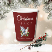 Burgundy Peace Dove Holly Christian Christmas Papieren Bekers