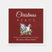 Burgundy Peace Dove Holly Christian Christmas Servet (Voorkant)
