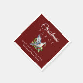 Burgundy Peace Dove Holly Christian Christmas Servet (Hoek)