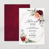 Burgundy Peach Coral Oranje Eucalyptus Weddenschap Bedankkaart (Voorkant / Achterkant)