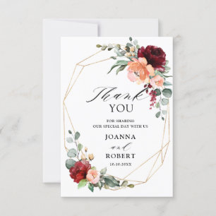 Burgundy Peach Coral Oranje Eucalyptus Weddenschap Bedankkaart