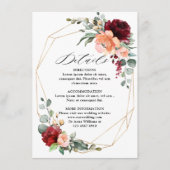 Burgundy Peach Coral Oranje Eucalyptus Weddenschap Informatiekaartje (Voorkant)