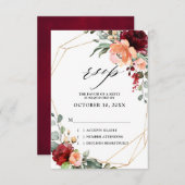 Burgundy Peach Coral Oranje Eucalyptus Weddenschap RSVP Kaartje (Voorkant / Achterkant)