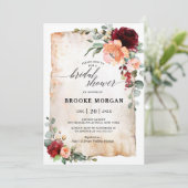 Burgundy Peach Coral Pink Roses Vrijgezellenfeest Kaart (Staand voorkant)