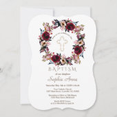 Burgundy Peach Marsala Floral Baptism Kaart (Voorkant)
