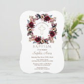 Burgundy Peach Marsala Floral Baptism Kaart (Staand voorkant)